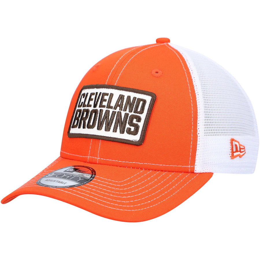 Cleveland Browns NFL UK New Era 9FORTY Trucker Snapback Hat - Orange - UKASSNI