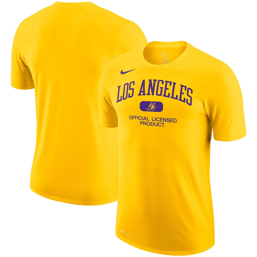 Los Angeles Lakers NBA UK Nike Essential Heritage Performance T-Shirt - Gold - UKASSNI