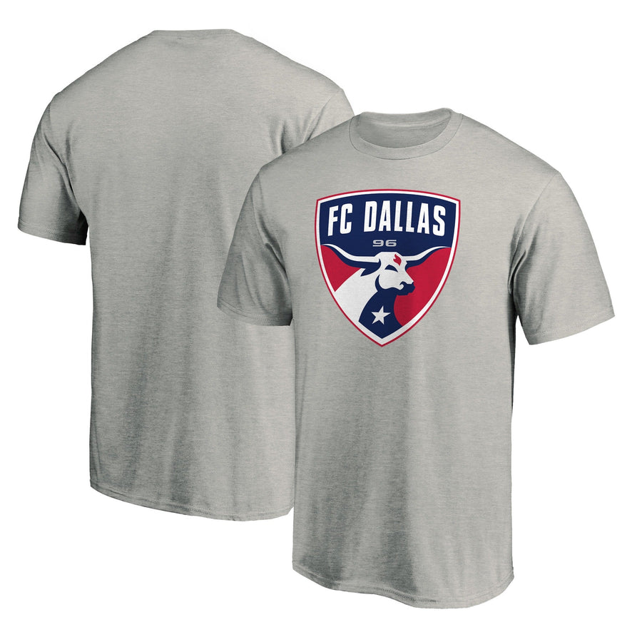 FC Dallas UK Fanatics Branded Logo T-Shirt - Heathered Gray - UKASSNI