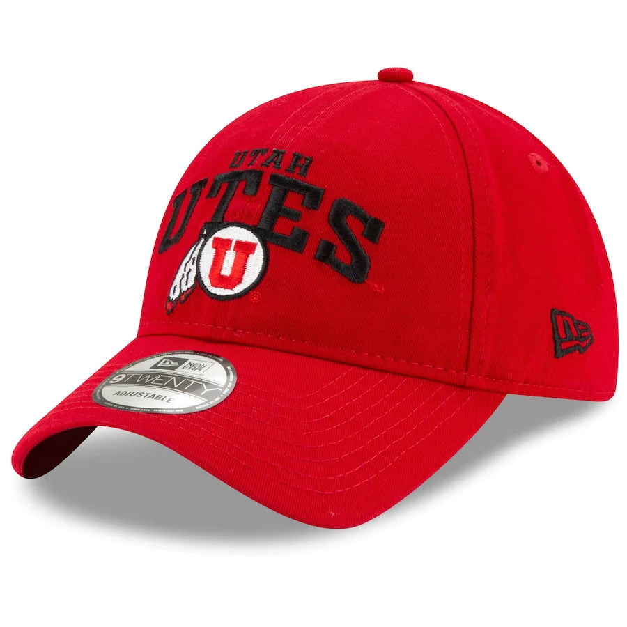 Utah Utes New Era Arch Over Logo 9TWENTY Adjustable Hat - Red - UKASSNI