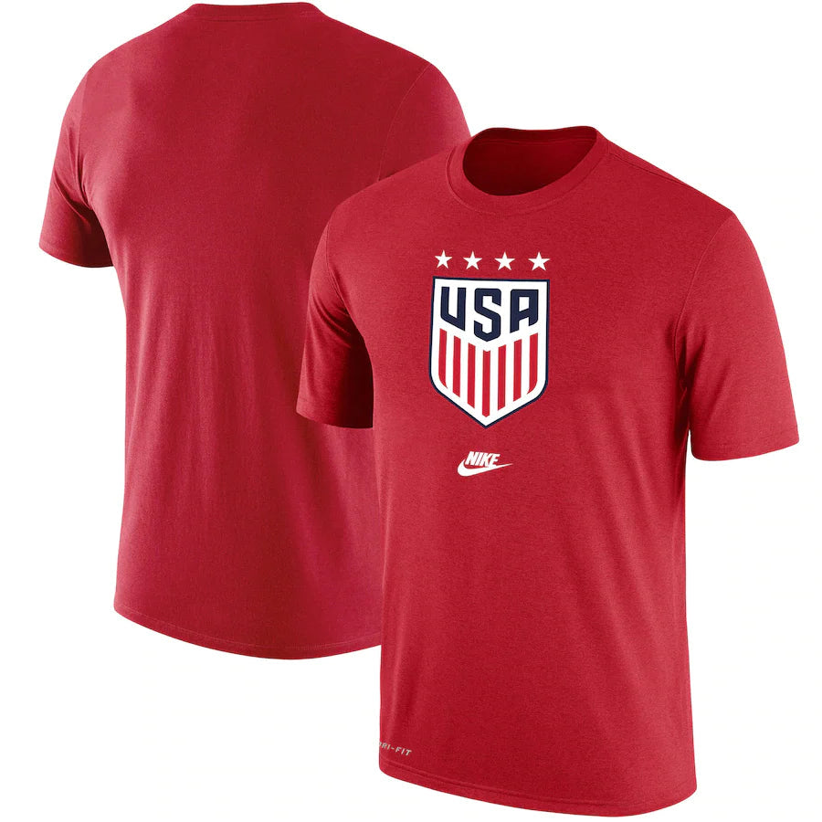 USWNT Nike Crest Logo Performance T-Shirt - Red - UKASSNI