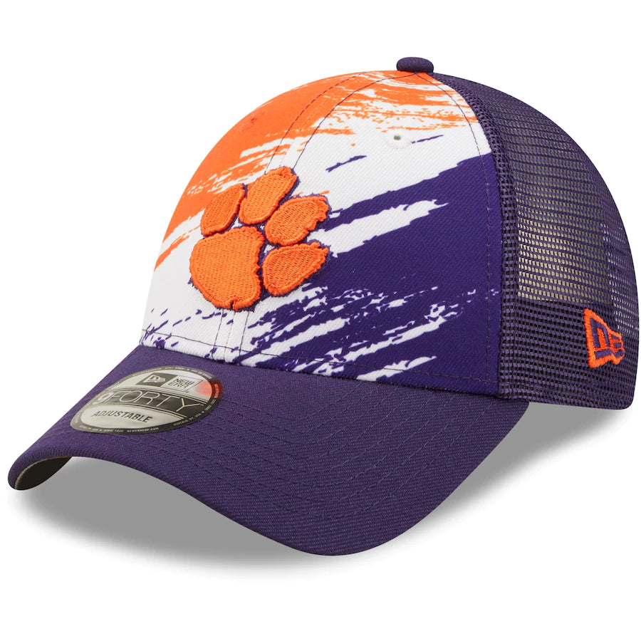 Clemson Tigers NCAA UK New Era Marbled 9FORTY Snapback Hat - Purple - UKASSNI